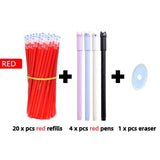 25pcs/set Erasable Gel Pen Refills Rod 0.5mm Washable Handle Magic Erasable Pen for School Pen Writing Tools Kawaii Stationery