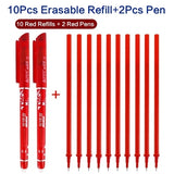 2+10Pcs/Set Gel Pen 0.5mm Erasable Washable Handle Erasable Pen Refill Rod Blue Black Ink School Stationery Office Writing Tool
