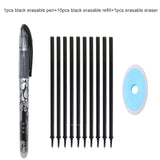 2+10Pcs/Set Gel Pen 0.5mm Erasable Washable Handle Erasable Pen Refill Rod Blue Black Ink School Stationery Office Writing Tool