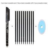 2+10Pcs/Set Gel Pen 0.5mm Erasable Washable Handle Erasable Pen Refill Rod Blue Black Ink School Stationery Office Writing Tool