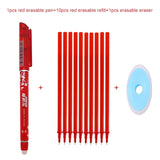 2+10Pcs/Set Gel Pen 0.5mm Erasable Washable Handle Erasable Pen Refill Rod Blue Black Ink School Stationery Office Writing Tool