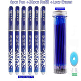 27Pcs/Set Erasable Gel Pen Blue ink 0.5mm Washable Handle Kawaii Pens Refill Rods for School pen Writing Tools Cute Stationery