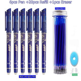 27Pcs/Set Erasable Gel Pen Blue ink 0.5mm Washable Handle Kawaii Pens Refill Rods for School pen Writing Tools Cute Stationery