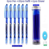 27Pcs/Set Erasable Gel Pen Blue ink 0.5mm Washable Handle Kawaii Pens Refill Rods for School pen Writing Tools Cute Stationery