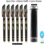 27Pcs/Set Erasable Gel Pen Blue ink 0.5mm Washable Handle Kawaii Pens Refill Rods for School pen Writing Tools Cute Stationery