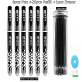 27Pcs/Set Erasable Gel Pen Blue ink 0.5mm Washable Handle Kawaii Pens Refill Rods for School pen Writing Tools Cute Stationery