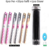 27Pcs/Set Erasable Gel Pen Blue ink 0.5mm Washable Handle Kawaii Pens Refill Rods for School pen Writing Tools Cute Stationery