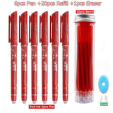 27Pcs/Set Erasable Gel Pen Blue ink 0.5mm Washable Handle Kawaii Pens Refill Rods for School pen Writing Tools Cute Stationery