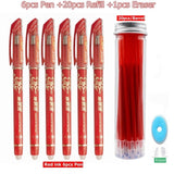 27Pcs/Set Erasable Gel Pen Blue ink 0.5mm Washable Handle Kawaii Pens Refill Rods for School pen Writing Tools Cute Stationery