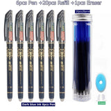 27Pcs/Set Erasable Gel Pen Blue ink 0.5mm Washable Handle Kawaii Pens Refill Rods for School pen Writing Tools Cute Stationery