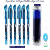 27Pcs/Set Erasable Gel Pen Blue ink 0.5mm Washable Handle Kawaii Pens Refill Rods for School pen Writing Tools Cute Stationery