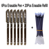 DELVTCH 0.5MM Erasable Suit Gel Pen Blue/Black Ink Magic Erasable Pen Refill and Pen Set For School Student Office Writing Tools