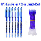 DELVTCH 0.5MM Erasable Suit Gel Pen Blue/Black Ink Magic Erasable Pen Refill and Pen Set For School Student Office Writing Tools
