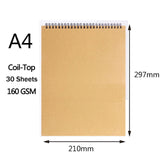 A4/8K/A5/16K Khaki Sketchbook Spiral  Notebook  Inner Blank 160GSM Kraft Paper Cover School Supplies Pencil drawing notepad