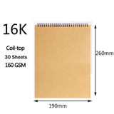 A4/8K/A5/16K Khaki Sketchbook Spiral  Notebook  Inner Blank 160GSM Kraft Paper Cover School Supplies Pencil drawing notepad