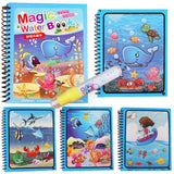 1pcs Montessori Coloring Cartoons Books Magical Book Water Drawing Doodle Pen Painting Drawing Board For Kids Toys Birthday Gift