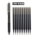 11PCS/lot 0.5mm Erasable Ballpoint Pen Set Blue/Black/Green/Red Ink Magic Erasable Refill for School Office Student Writing Tool