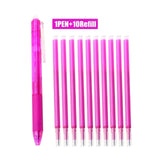11PCS/lot 0.5mm Erasable Ballpoint Pen Set Blue/Black/Green/Red Ink Magic Erasable Refill for School Office Student Writing Tool