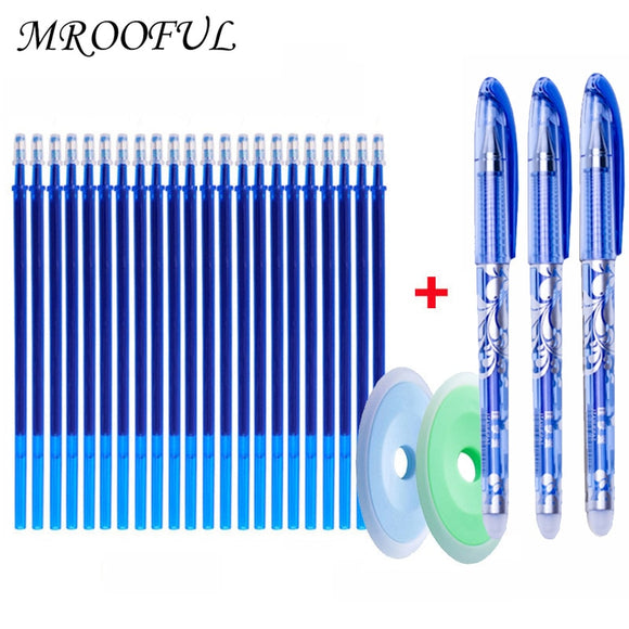 25 pcs/set Erasable Gel Pen Refills Rod 0.5mm Washable Handle Magic Erasable Pen for School Pen Writing Tools Kawaii Stationery